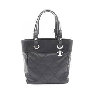 Chanel Paris Biarritz PM Tote Bag Handbag, Coated Canvas Leather, Women's, Bl...